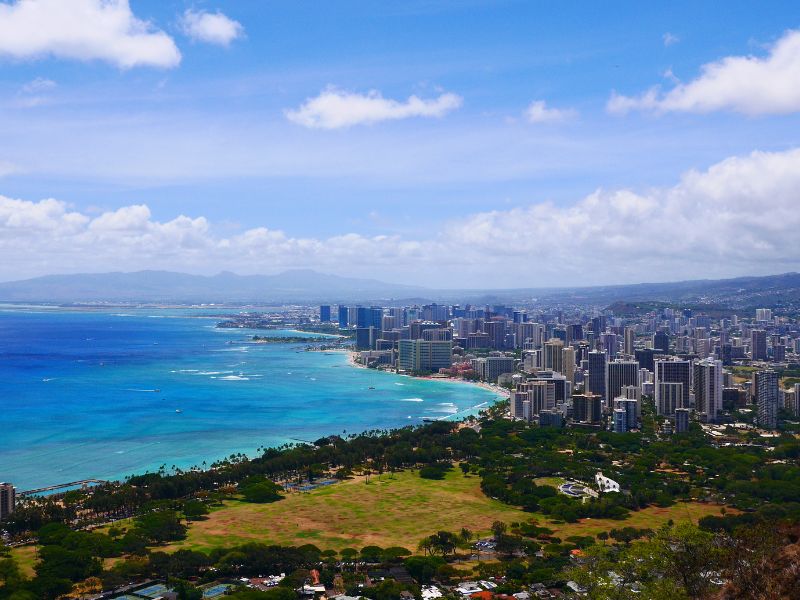 有名な火山があるのはハワイ島でオアフには活火山はない